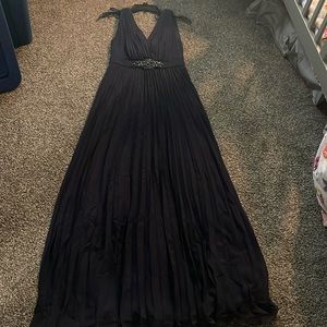 Blue full length dress with garment bag, lined, worn once